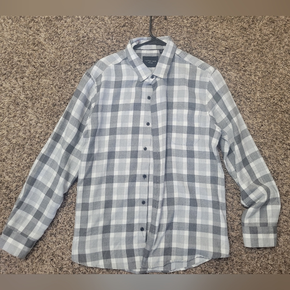 Men's gray and white flannel